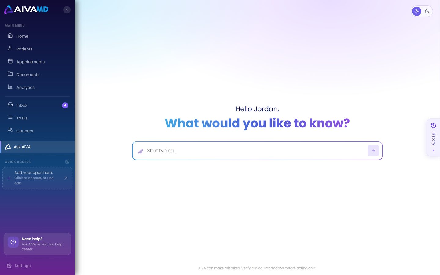 AIVA Ask AIVA screen