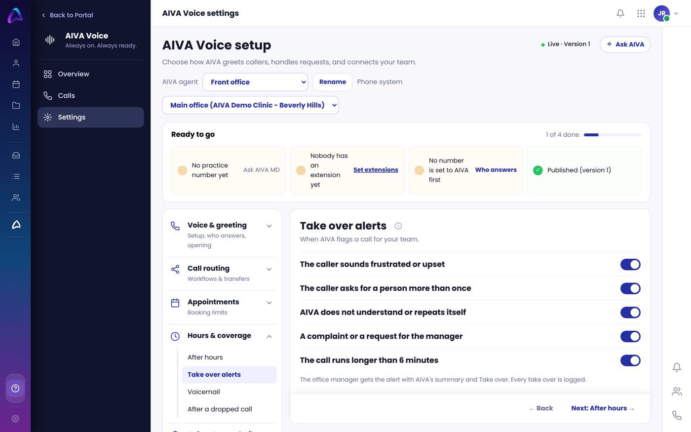 AIVA Your rules screen